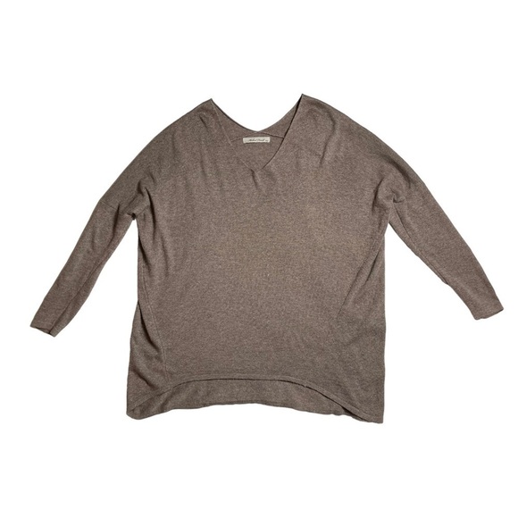 Michael Farrell Gray Taupe Cotton Angora Boyfriend Sweater V-Neck - Size M/L - Picture 7 of 12